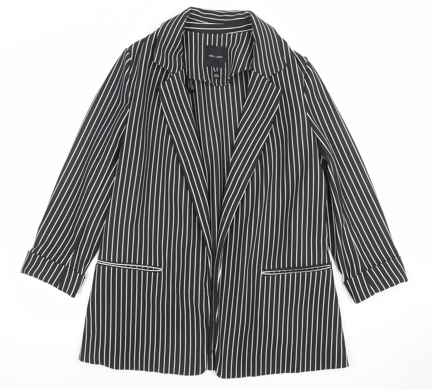 New Look Women's Black Pinstripe Blazer Jacket UK 10