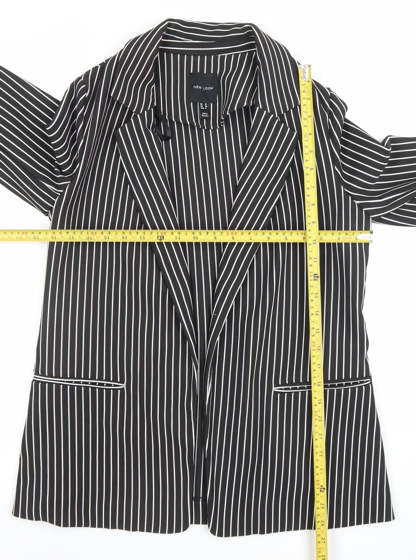 New Look Women's Black Pinstripe Blazer Jacket UK 10