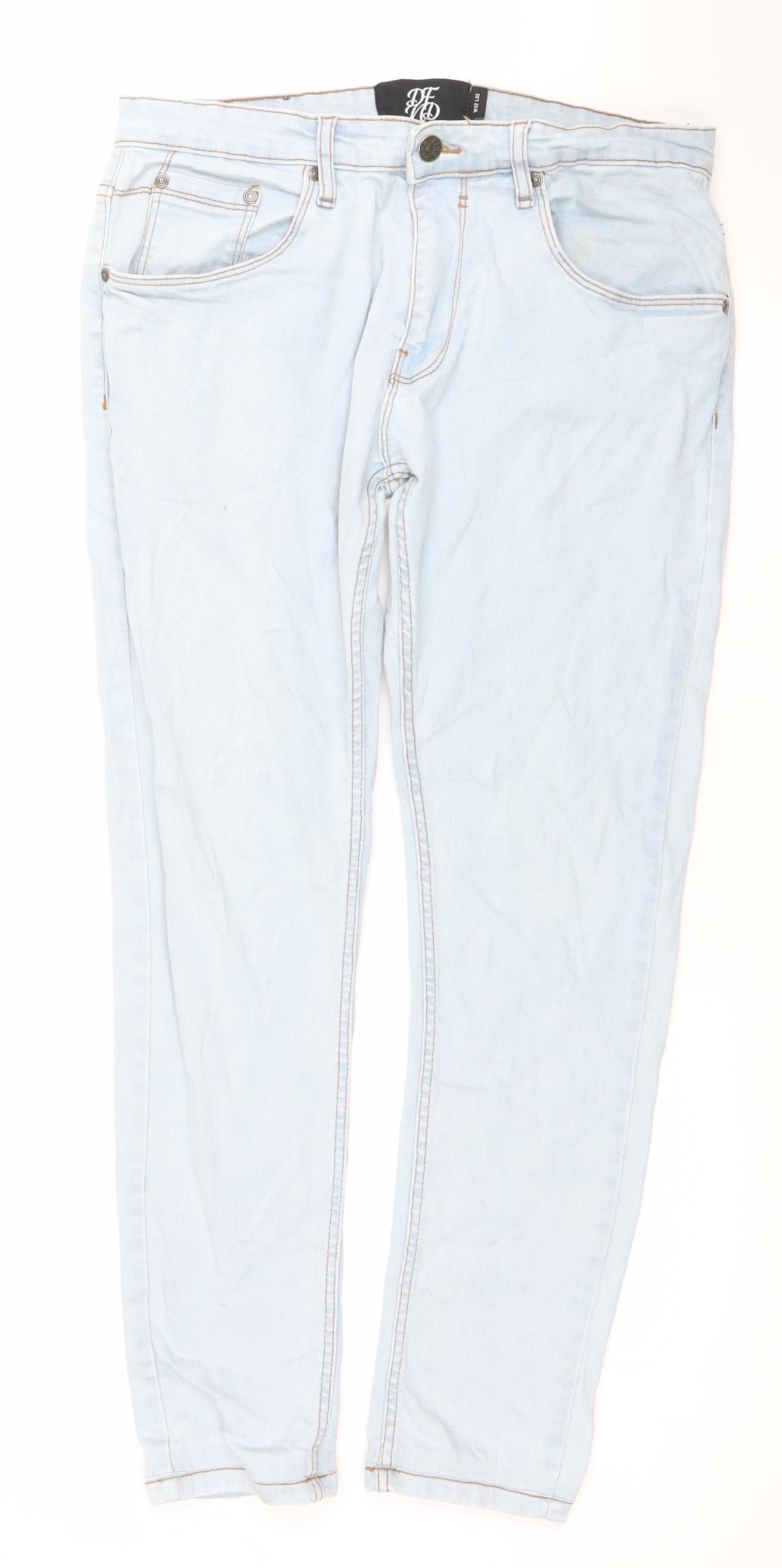 DFND Men's Light Blue Slim Fit Stretch Denim Jeans W32 L32