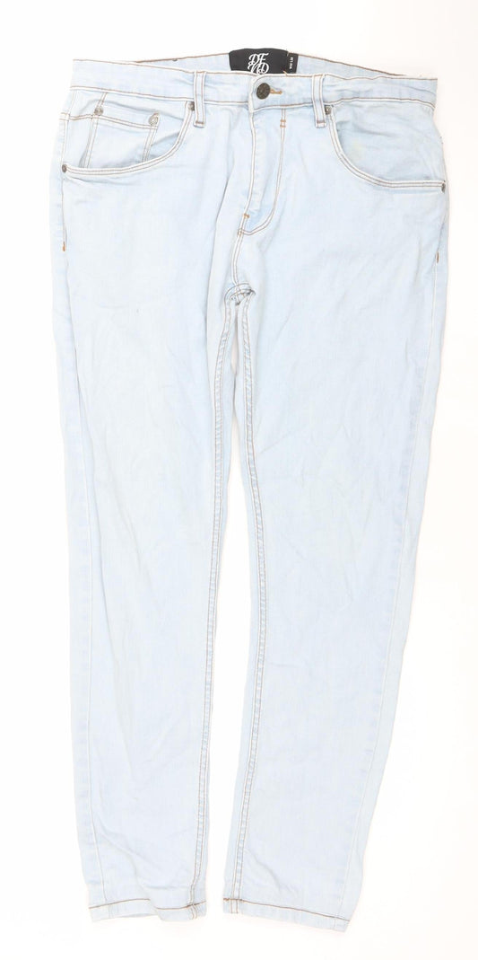 DFND Men's Light Blue Slim Fit Stretch Denim Jeans W32 L32