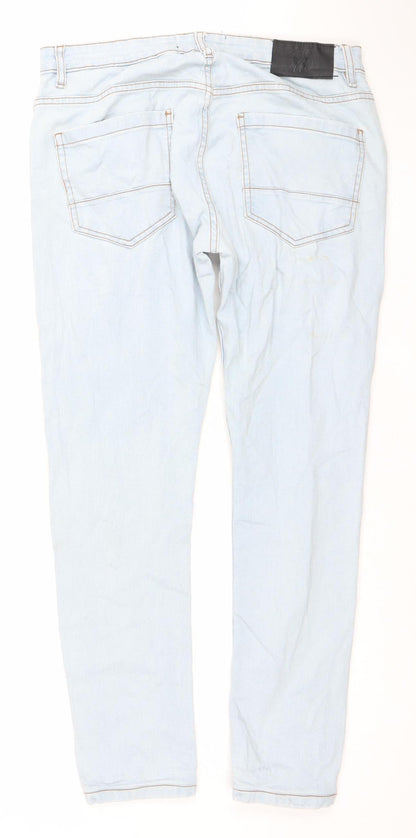 DFND Men's Light Blue Slim Fit Stretch Denim Jeans W32 L32