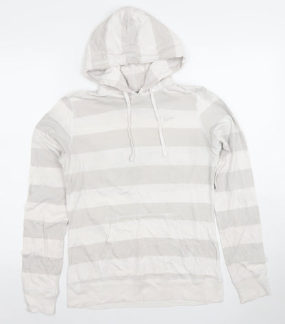 Nike Women’s Grey Striped Pullover Hoodie Size M