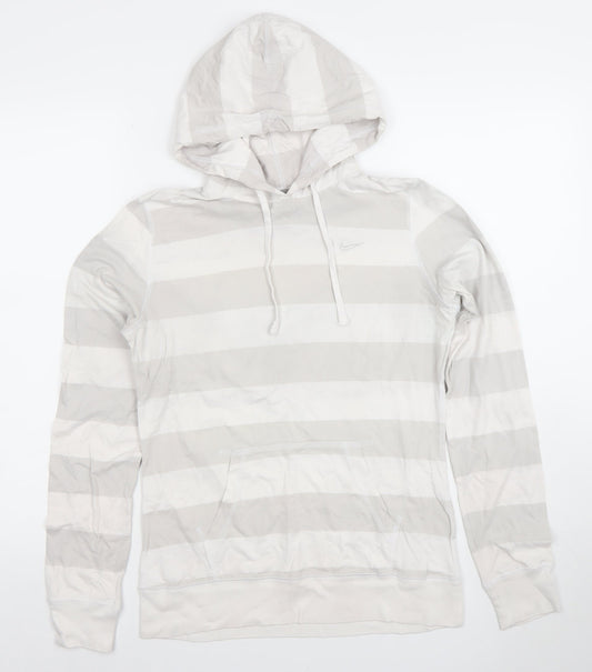 Nike Women’s Grey Striped Pullover Hoodie Size M
