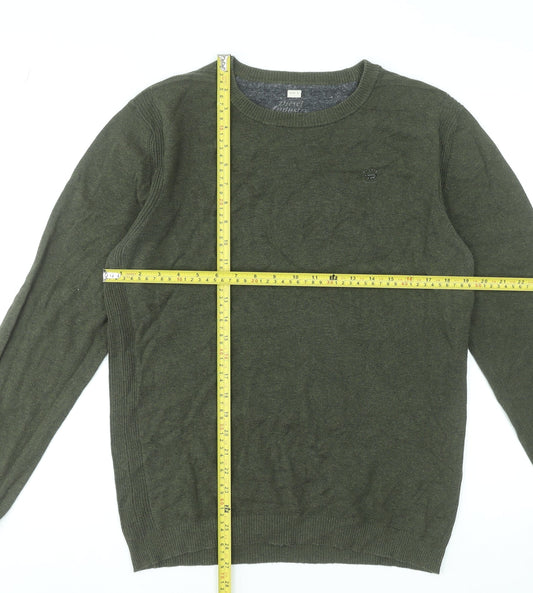 Diesel Men’s Green Cotton Knit Jumper Size S Crew Neck Pullover