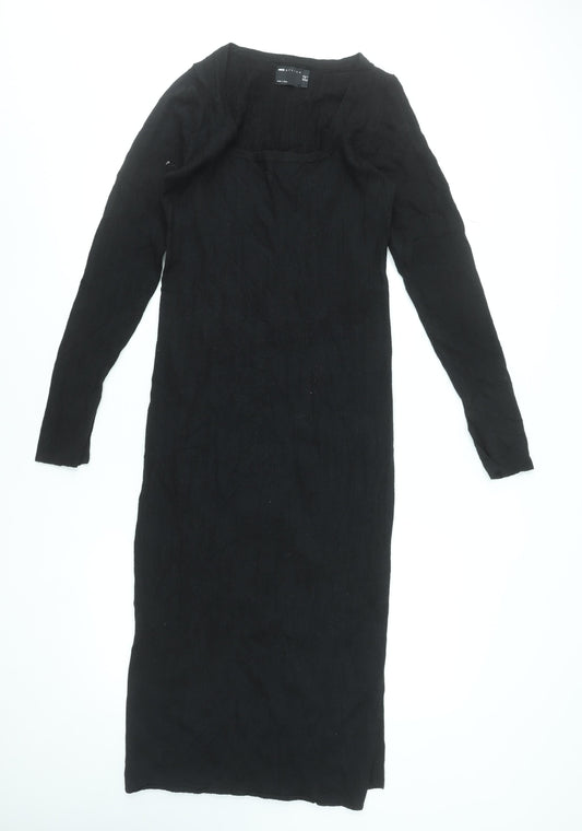 ASOS DESIGN Women’s Black Size 10 Long Sleeve Bodycon Midi Dress