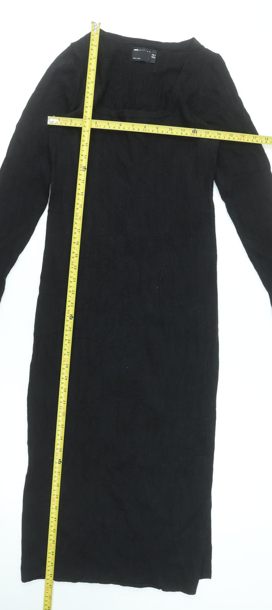 ASOS DESIGN Women’s Black Size 10 Long Sleeve Bodycon Midi Dress