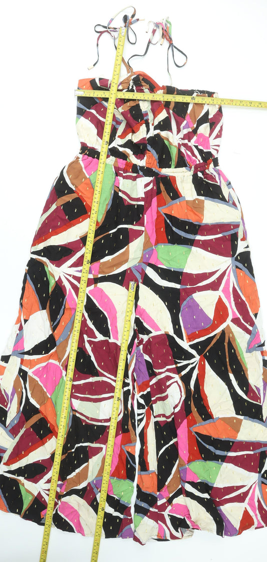 Next Womens Multicoloured Strapless Wide Leg Jumpsuit Size 14 Viscose Blend