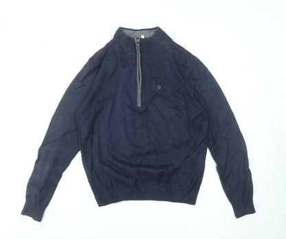 Calvin Klein Golf Men’s Blue Cotton Blend 1/4 Zip Jumper Size S