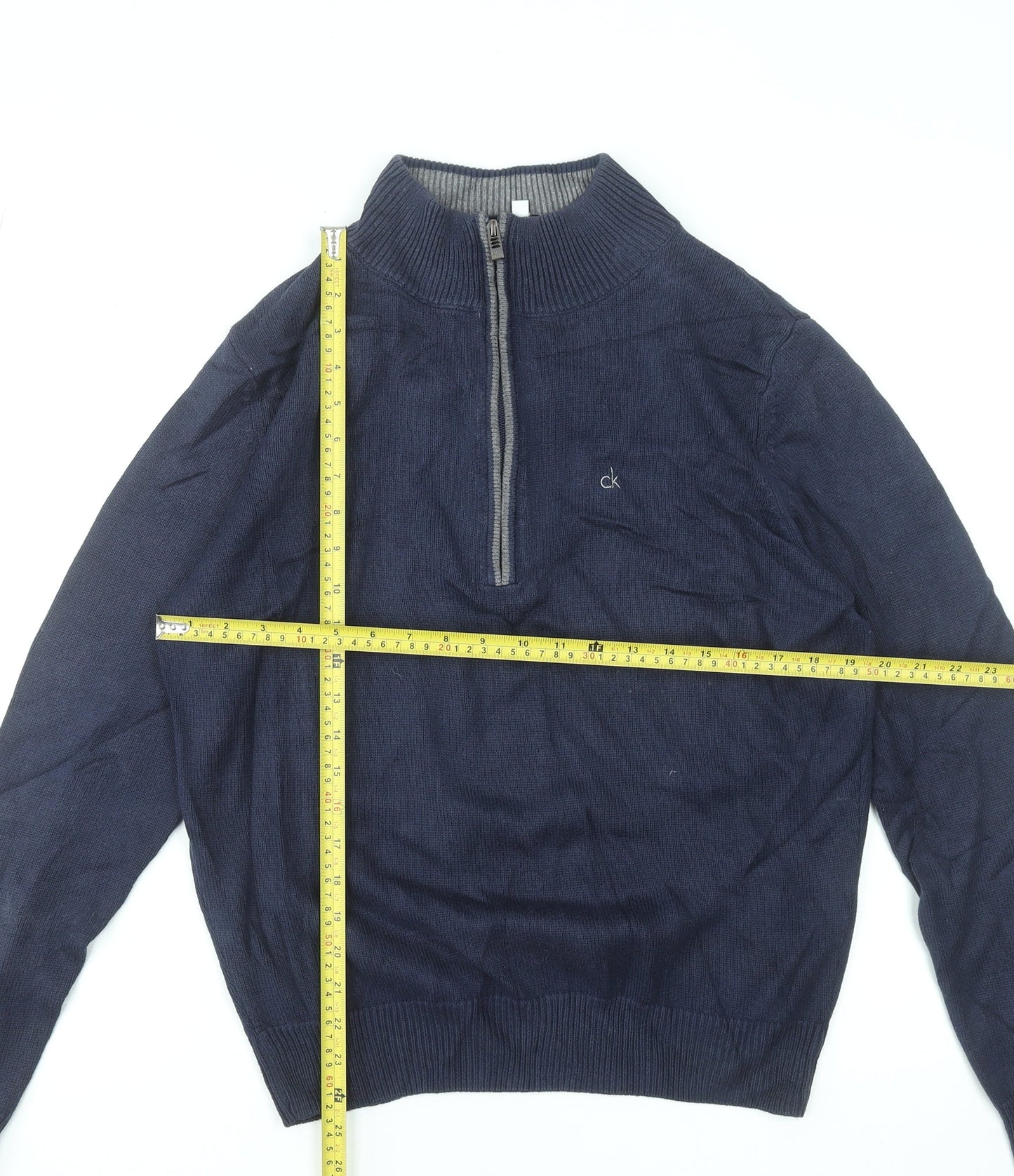 Calvin Klein Golf Men’s Blue Cotton Blend 1/4 Zip Jumper Size S