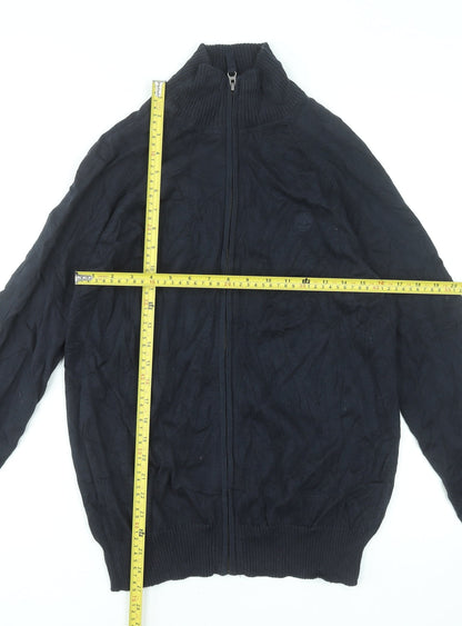 Timberland Men's Black Full Zip Cotton Jumper Regular Fit S