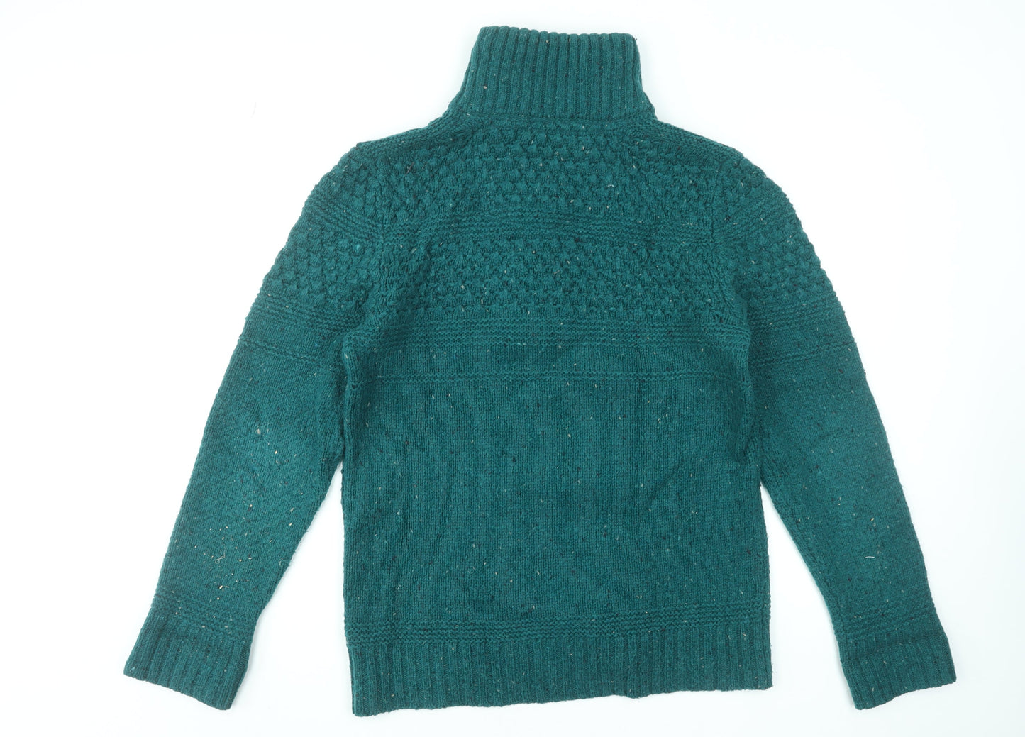 FatFace Men's Green Wool Blend 1/4 Zip Chunky Knit Jumper M