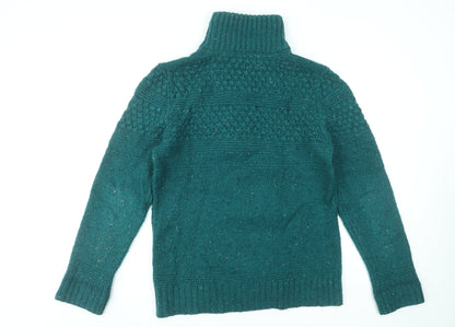 FatFace Men's Green Wool Blend 1/4 Zip Chunky Knit Jumper M