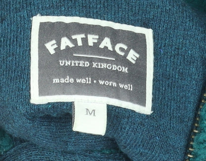 FatFace Men's Green Wool Blend 1/4 Zip Chunky Knit Jumper M