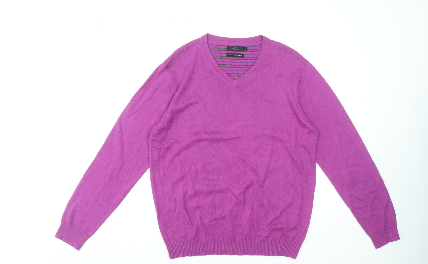 Jeff Banks Men’s Purple Cotton Cashmere V-Neck Jumper Medium