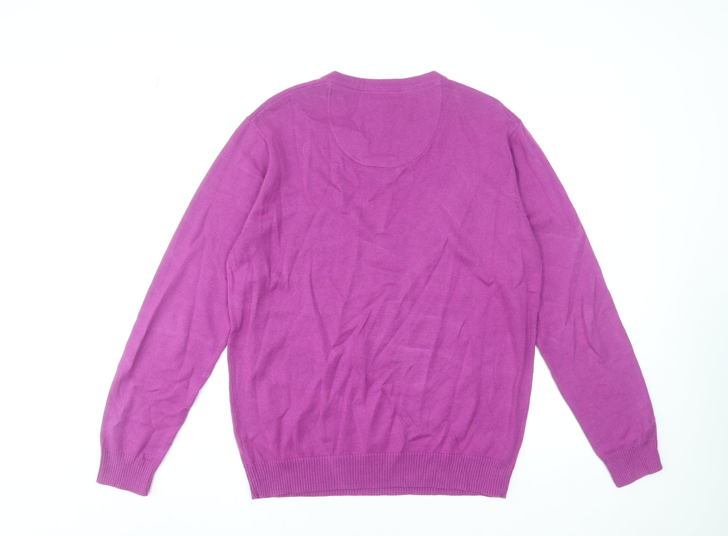 Jeff Banks Men’s Purple Cotton Cashmere V-Neck Jumper Medium