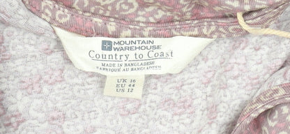 Mountain Warehouse Women's Pink Floral Fit & Flare V-Neck Knee Length Dress Size 16