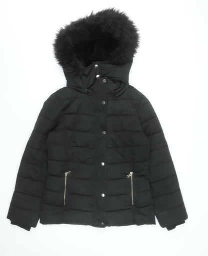 Womens UK Size 12 Stradivarius Black Puffer Jacket