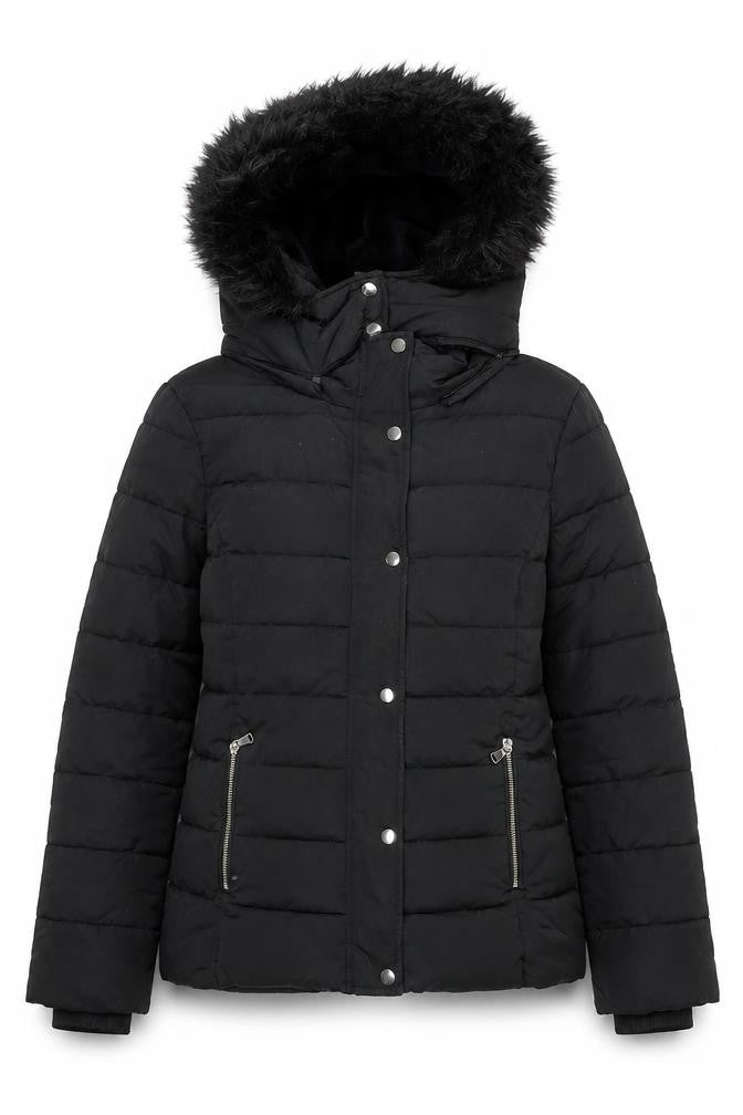 Womens UK Size 12 Stradivarius Black Puffer Jacket
