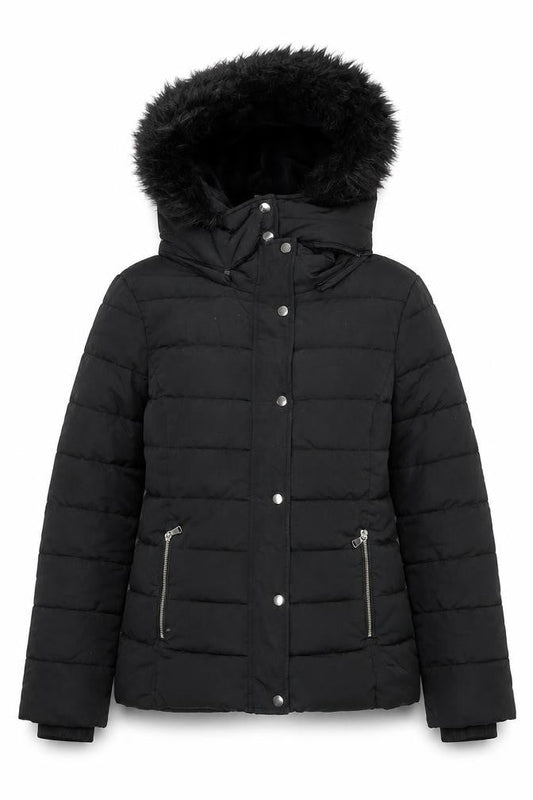 Womens UK Size 12 Stradivarius Black Puffer Jacket