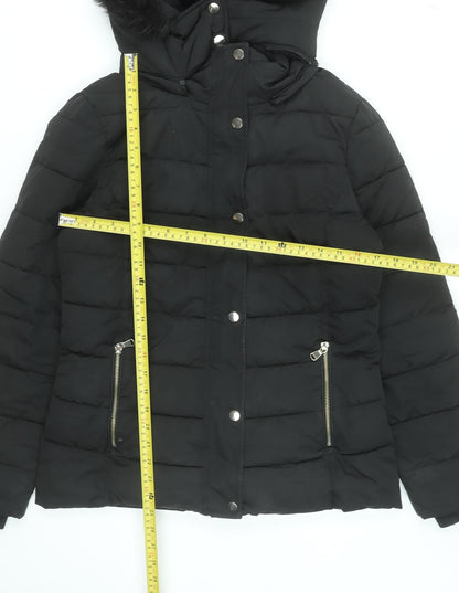 Womens UK Size 12 Stradivarius Black Puffer Jacket