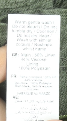 New Look Womens Green Linen Blend Wide-Leg Trousers Size 8