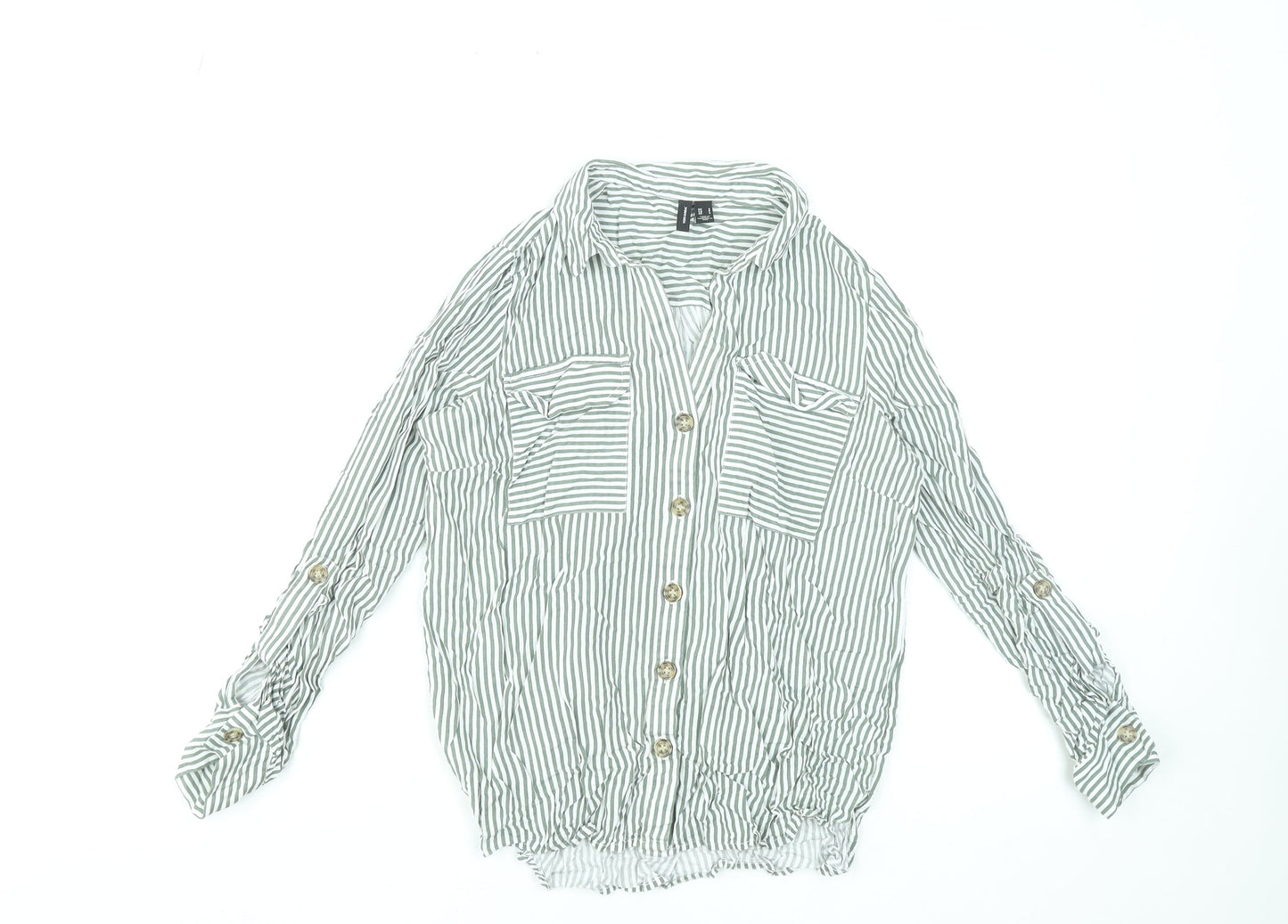 Womens UK Size S VERO MODA Green Basic Button-Up