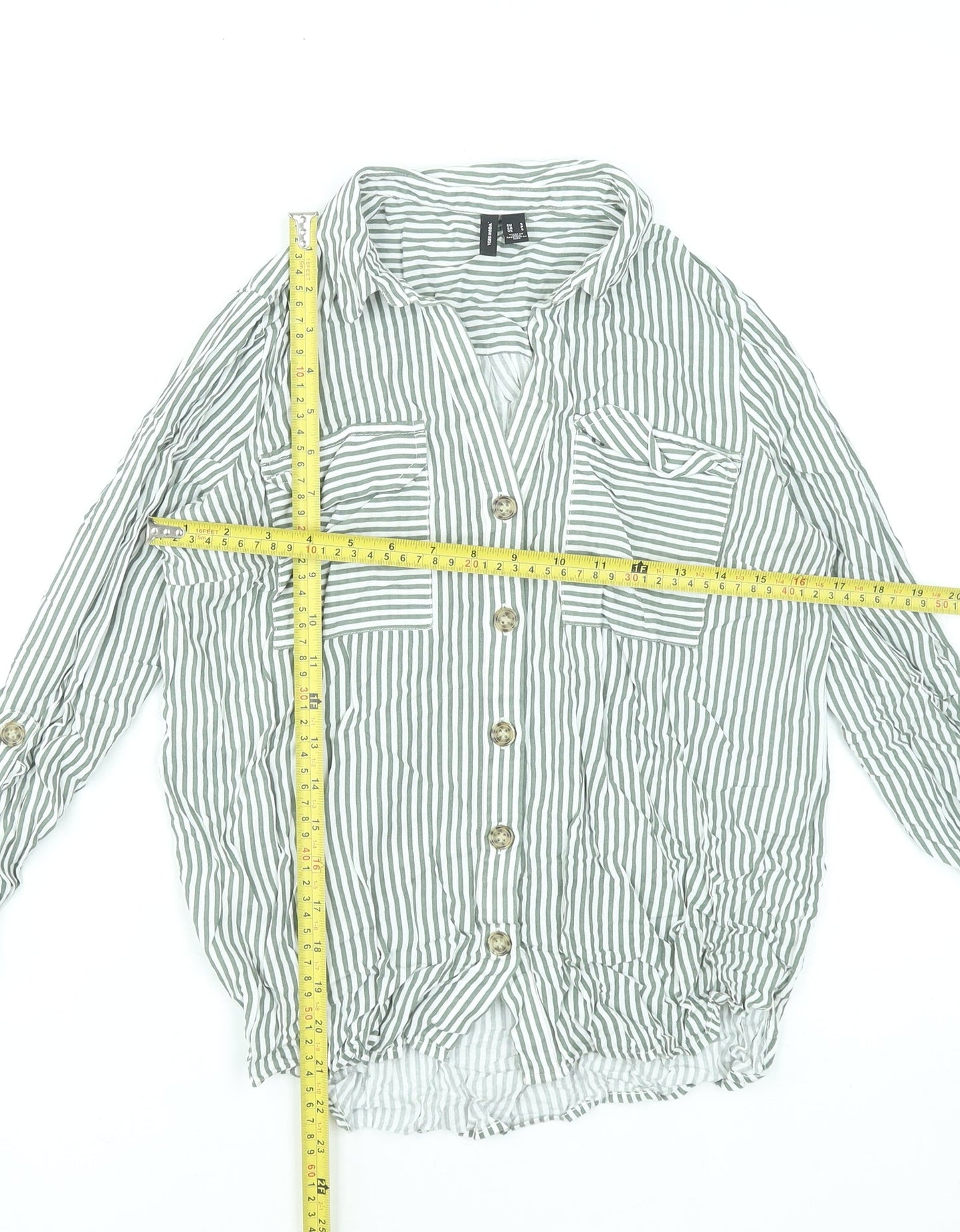 Womens UK Size S VERO MODA Green Basic Button-Up