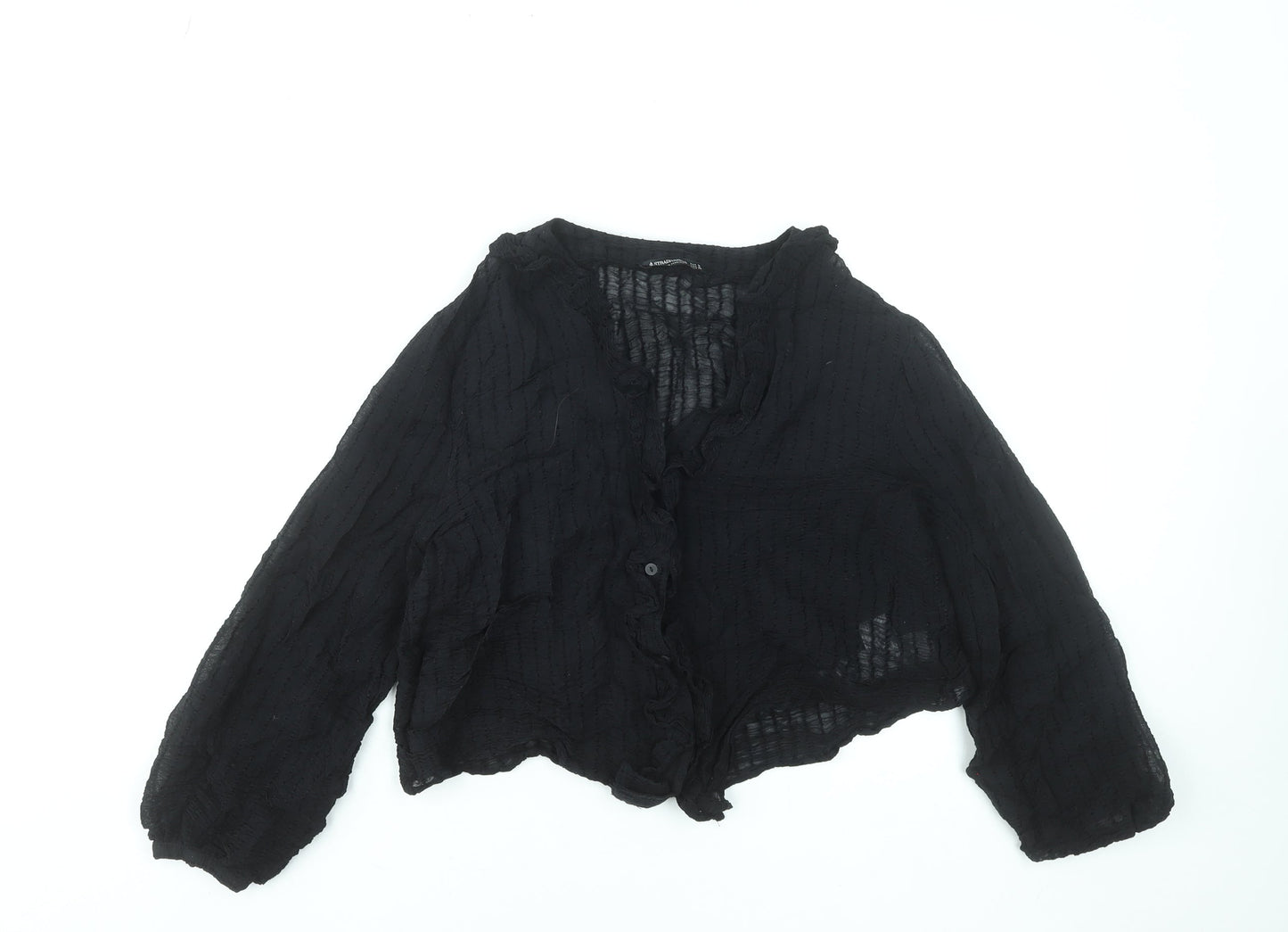 Womens UK Size 12 Stradivarius Black Cropped Blouse