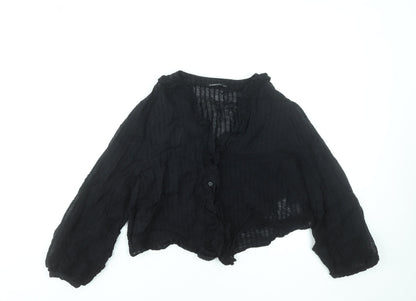 Womens UK Size 12 Stradivarius Black Cropped Blouse