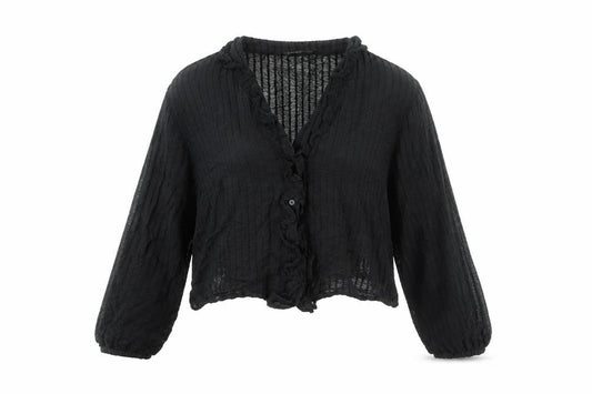 Womens UK Size 12 Stradivarius Black Cropped Blouse