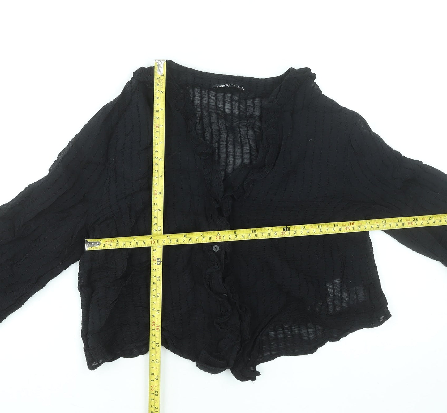 Womens UK Size 12 Stradivarius Black Cropped Blouse