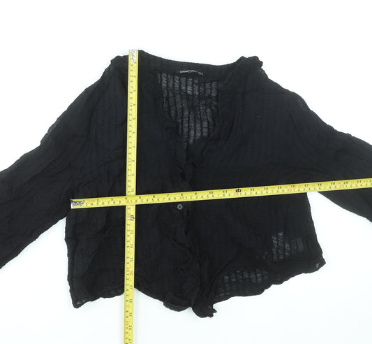 Womens UK Size 12 Stradivarius Black Cropped Blouse