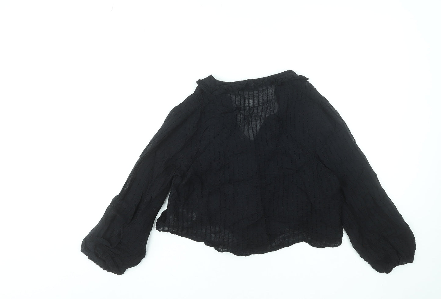 Womens UK Size 12 Stradivarius Black Cropped Blouse