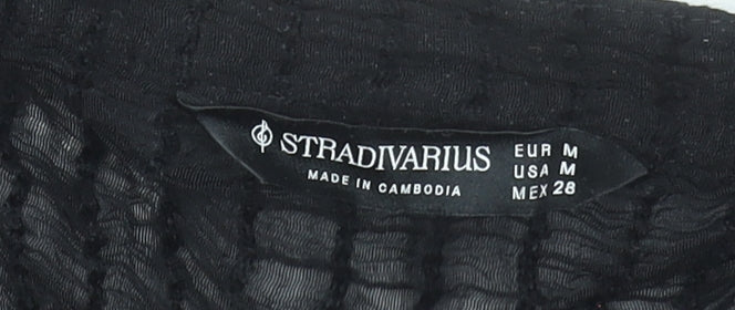 Womens UK Size 12 Stradivarius Black Cropped Blouse