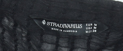 Womens UK Size 12 Stradivarius Black Cropped Blouse