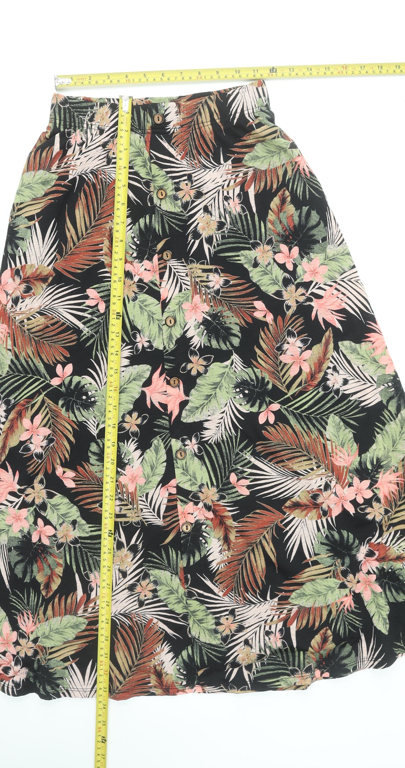 ONLY Womens Multicoloured Floral A-Line Midi Skirt Size M