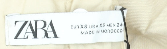 Womens UK Size XS Zara Regular Fit Cropped Beige Trousers