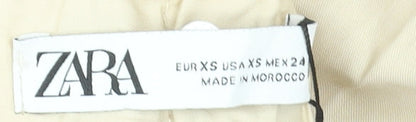 Womens UK Size XS Zara Regular Fit Cropped Beige Trousers