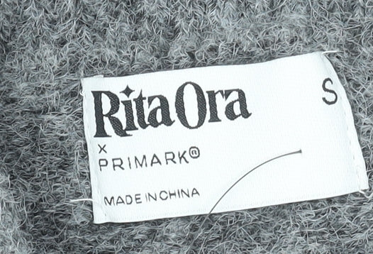 Primark Women Grey Jumper Dress S Off Shoulder Knit Wool Blend