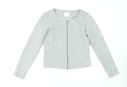 Vila Women Grey Zip Basic Jacket Medium Lightweight Stretch