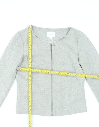 Vila Women Grey Zip Basic Jacket Medium Lightweight Stretch