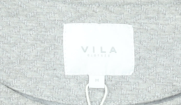 Vila Women Grey Zip Basic Jacket Medium Lightweight Stretch