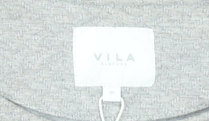 Vila Women Grey Zip Basic Jacket Medium Lightweight Stretch