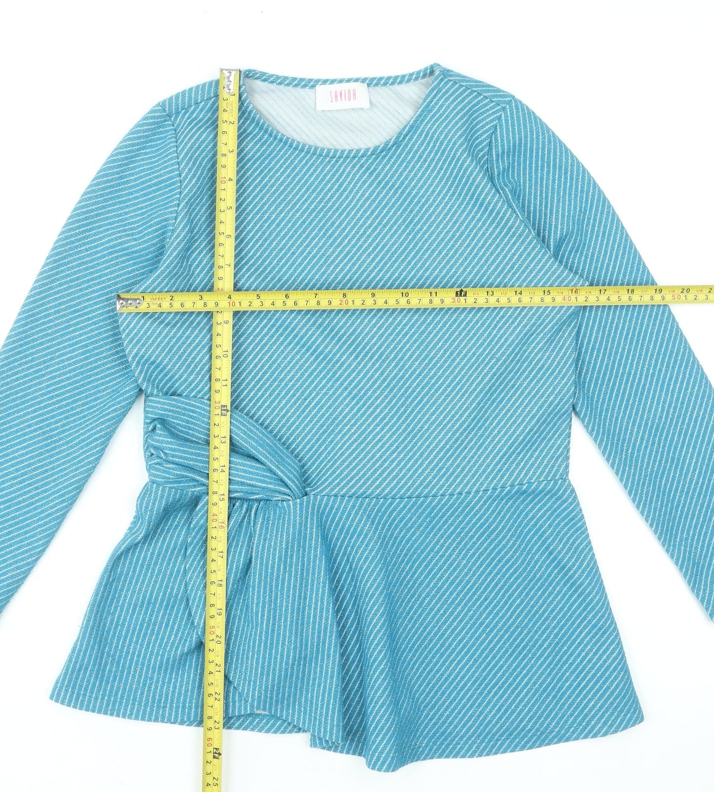 Womens UK Size 12 Savida Blue Tunic Blouse