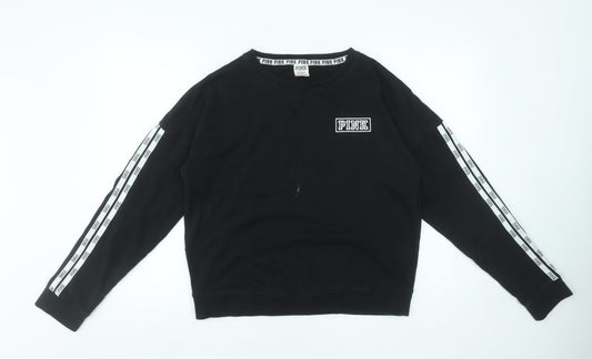 Womens UK Size S Victoria's Secret PINK Black Pullover Sweatshirt