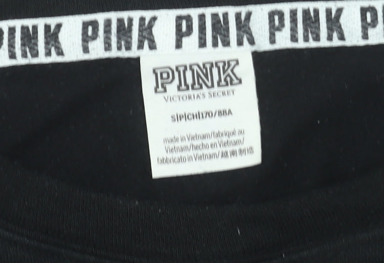 Womens UK Size S Victoria's Secret PINK Black Pullover Sweatshirt