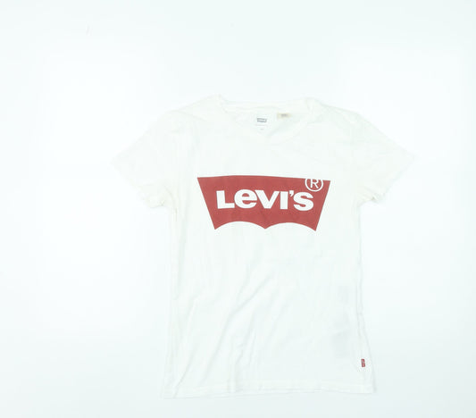 Levi's Women's White 2XS Basic Crew Neck Cotton T-Shirt
