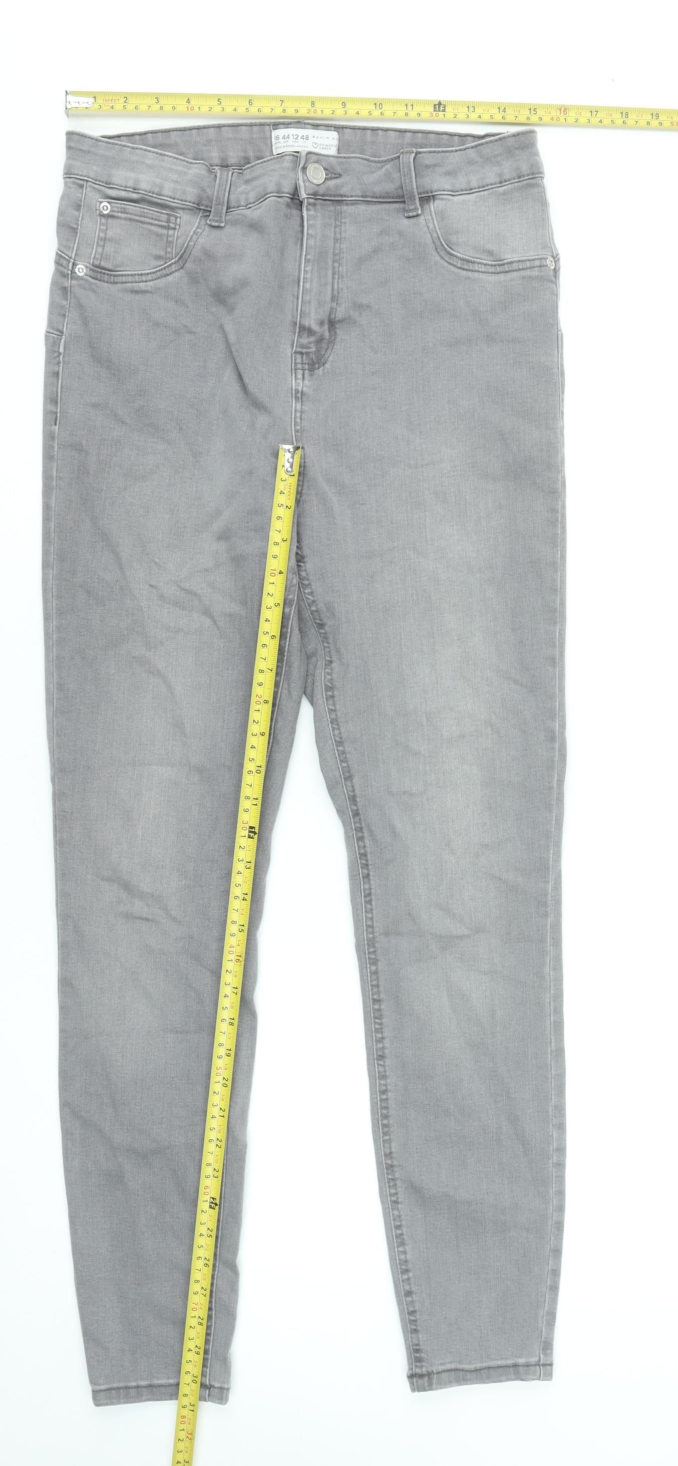 Primark Women’s Grey Skinny Stretch Denim Jeans Size 16