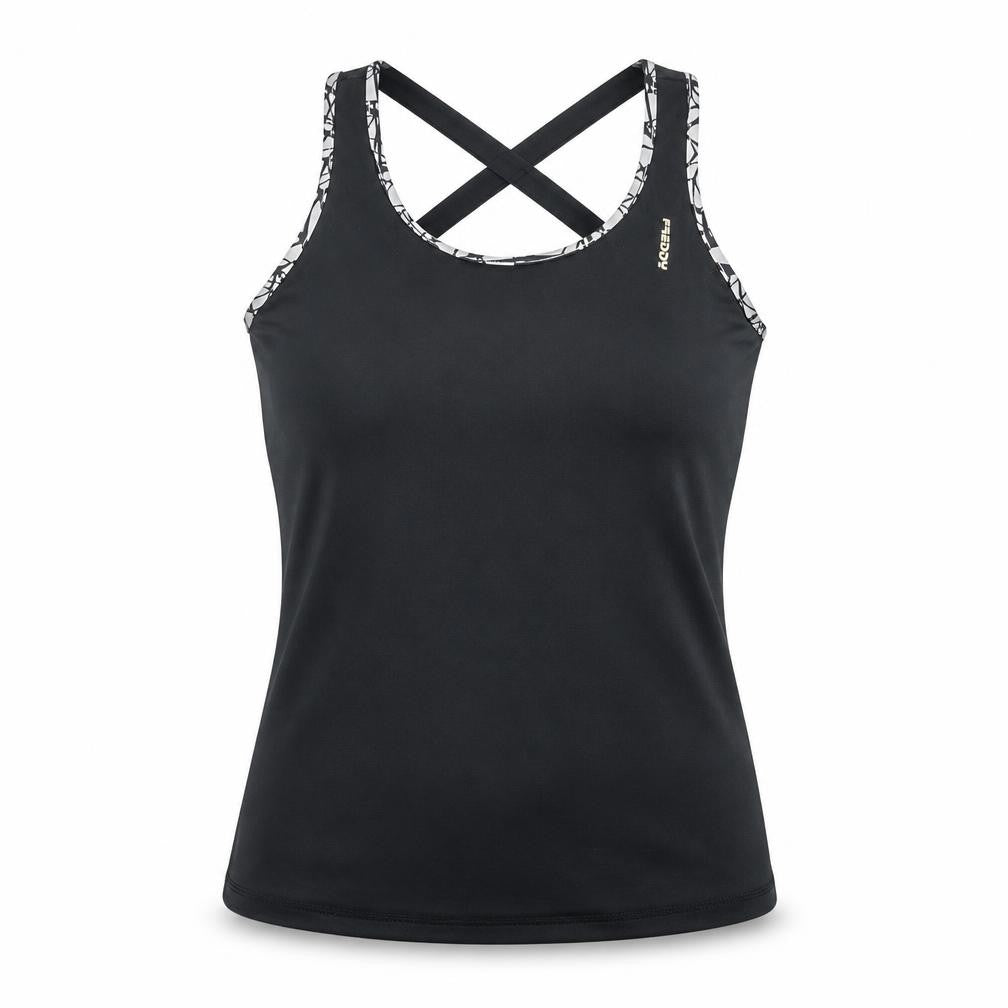 Womens UK Size 10 Freddy Black Gym & Training Yoga Running & Jogging Tank