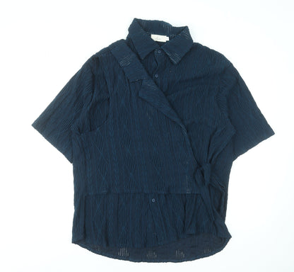 Womens UK Size L Ichoise Blue Wrap Blouse